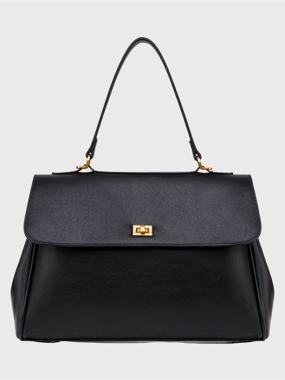 Classic Black Structured Laptop Tote Bag
